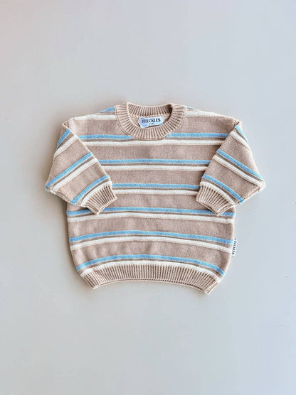 FRECKLES the label - Raised Stripe Knit SET  | Oat/Arctic/Snow