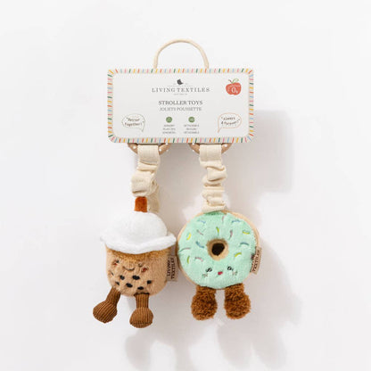 Living Textiles - 2 Pack Mini Market Brunch Stroller Toys - Boba Tea & Donut