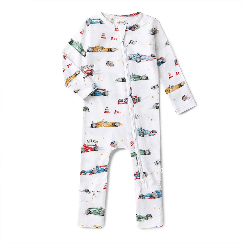 Snuggle Hunny - Little Racers Organic Snugglesuit Convertible Romper