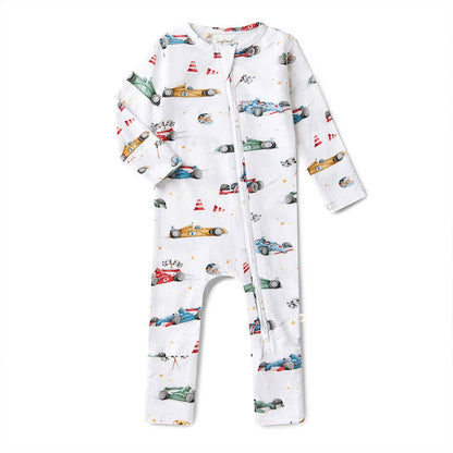 Snuggle Hunny - Little Racers Organic Snugglesuit Convertible Romper