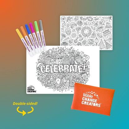 Little Change Creators - CELEBRATE! Reusable Colouring Set | Kids Birthday Gifts