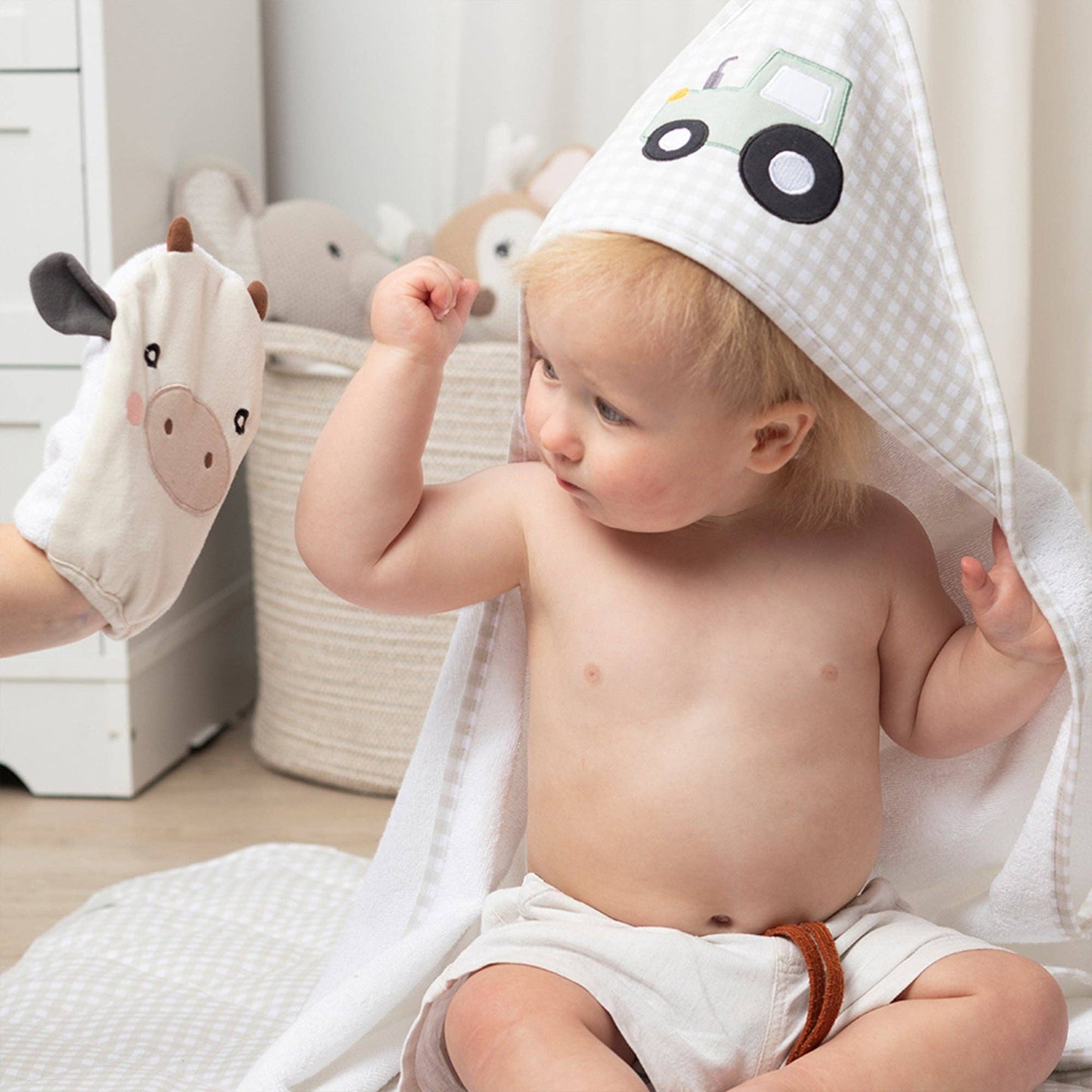 Living Textiles - Hooded Towel - Tractor Ride