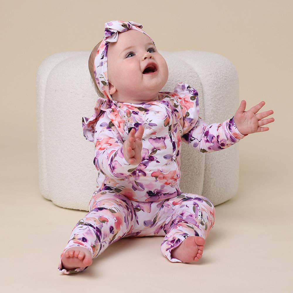 Snuggle Hunny - Blushing Beauty Organic Snugglesuit Convertible Romper with Frill