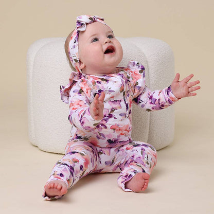 Snuggle Hunny - Blushing Beauty Organic Snugglesuit Convertible Romper with Frill