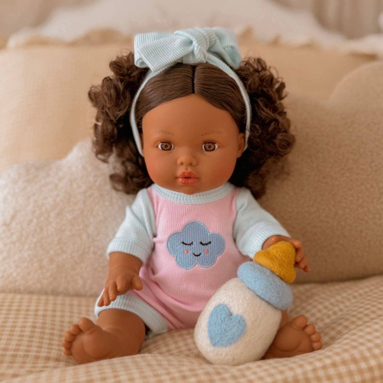 SALLI COLLECTIVE - Dolls Sweet Dreams cloud Romper + Bow set Fits 34-38cm