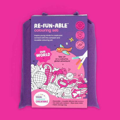 Little Change Creators - OUR WORLD | Re-FUN-able™ Colour-In Placemat for Kids