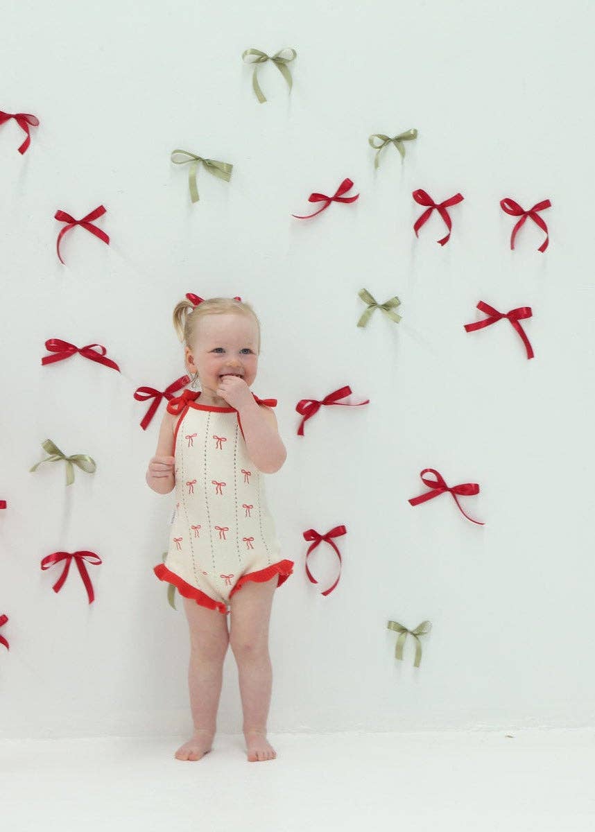 FRECKLES the label - Pre-Order Embroidery Cotton Tie Romper | Bow