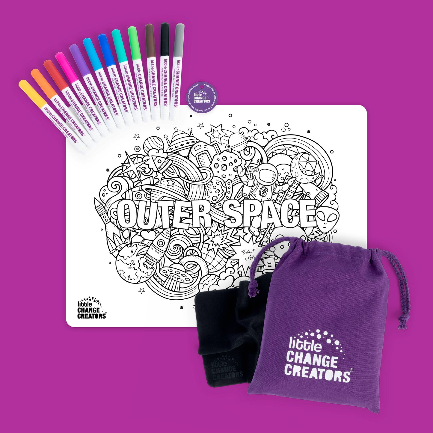 Little Change Creators - OUTER SPACE | Re-FUN-able™ Travel Activity + Play Mat