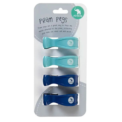All4Ella - Pram Pegs 4pk- Blue/Navy