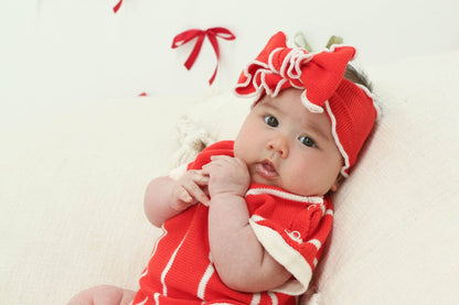 FRECKLES the label - Pre-Order Knit Frill Baby Headband | Winterberry/Snow