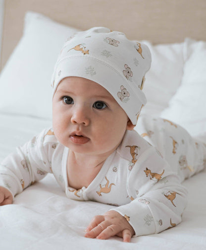 Lūmmi in Colour Babywear - Organic Cotton Baby Beanie - Kangaroo & Koala