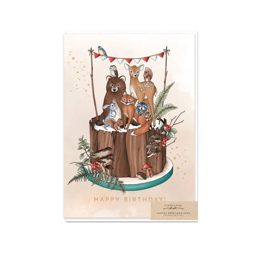 Typoflora - Animals Birthday Cake Card