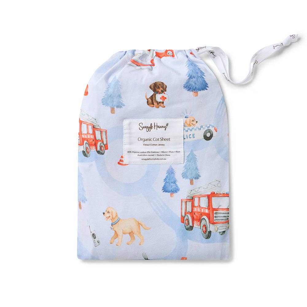 Snuggle Hunny - To The Rescue Organic Fitted Cot Sheet