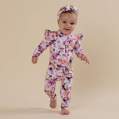Snuggle Hunny - Blushing Beauty Organic Snugglesuit Convertible Romper with Frill