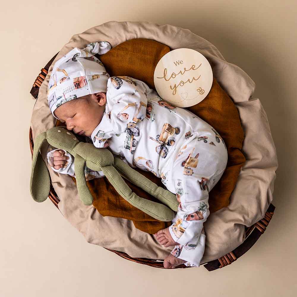 Snuggle Hunny - Diggers & Tractors Organic Growsuit