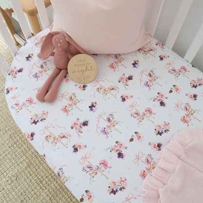 Snuggle Hunny - Carousel Organic Fitted Cot Sheet