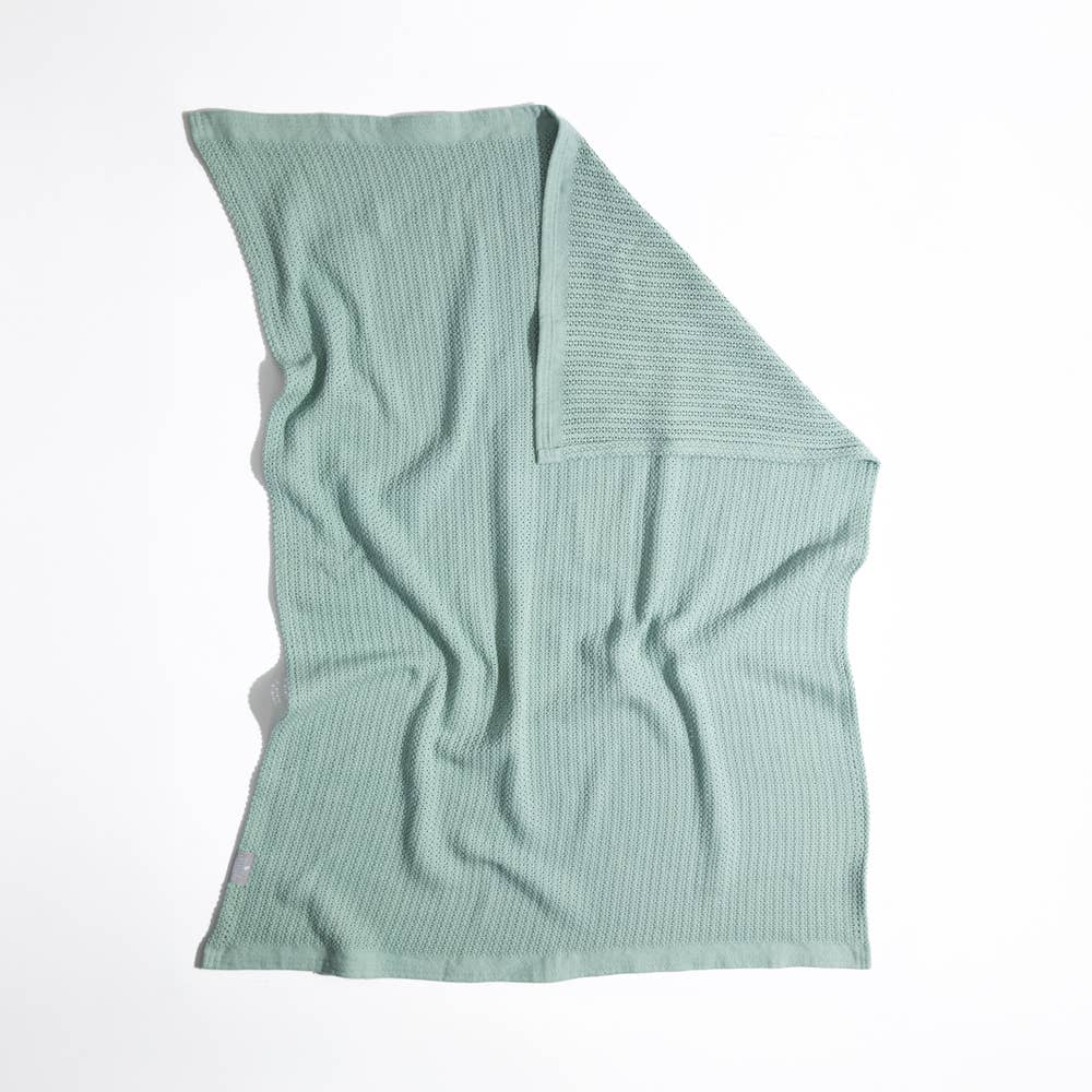 Living Textiles - Bassinet Cotton Cellular Blanket - Sage