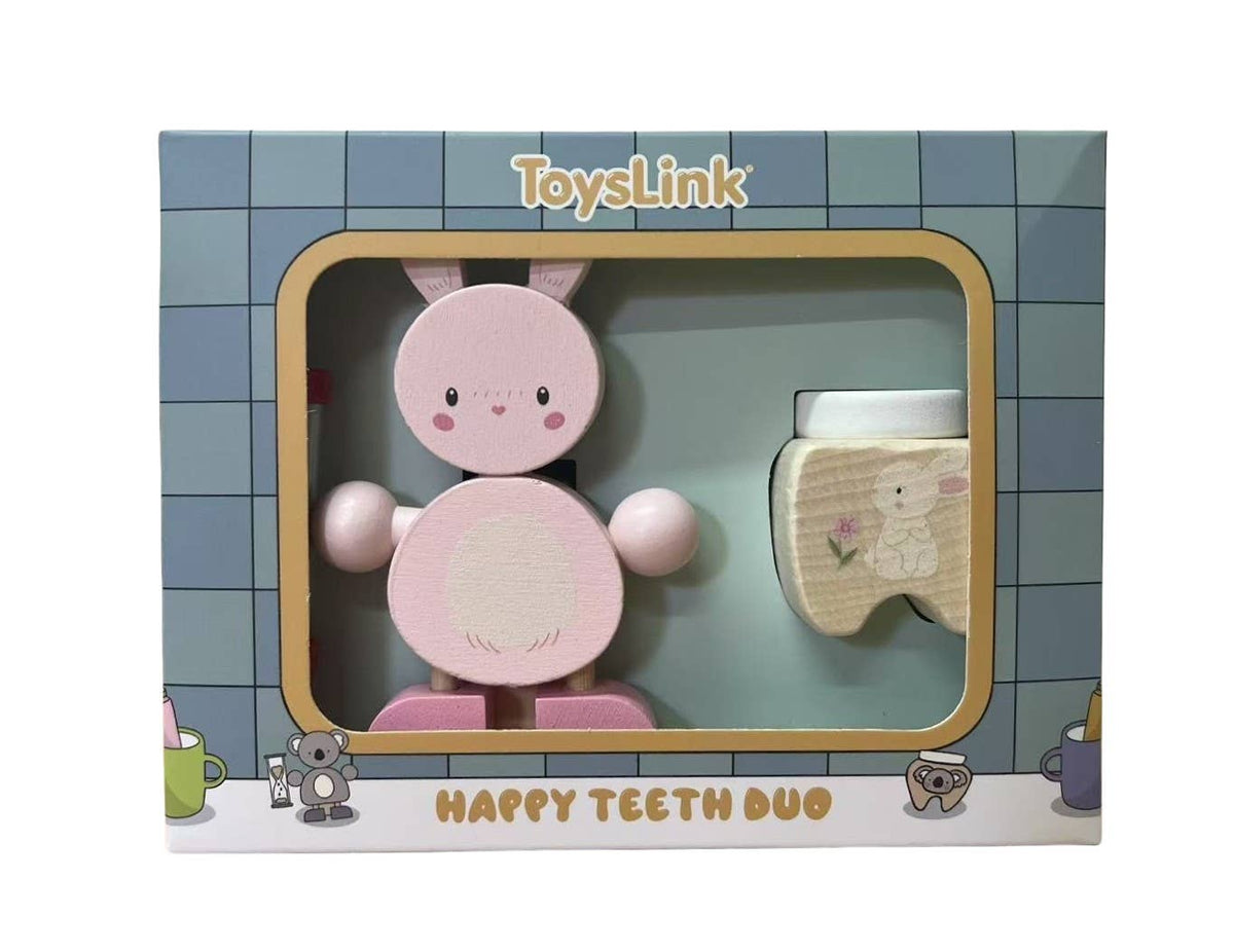 ToysLink - Wooden Happy Teeth Duo with Story Book-Bunny