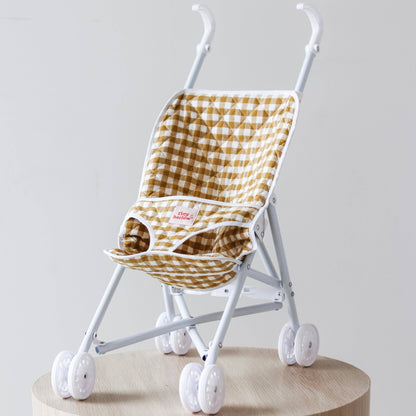 Tiny H - Tiny Harlow Folding Dolls Stroller - Mustard Gingham