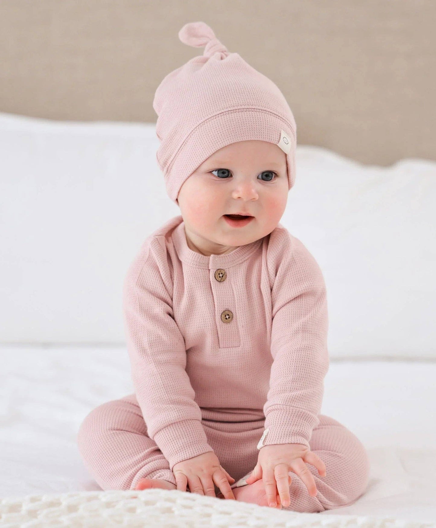 Lūmmi in Colour Babywear - Organic Cotton Waffle Long Sleeve Bodysuit - Lavender