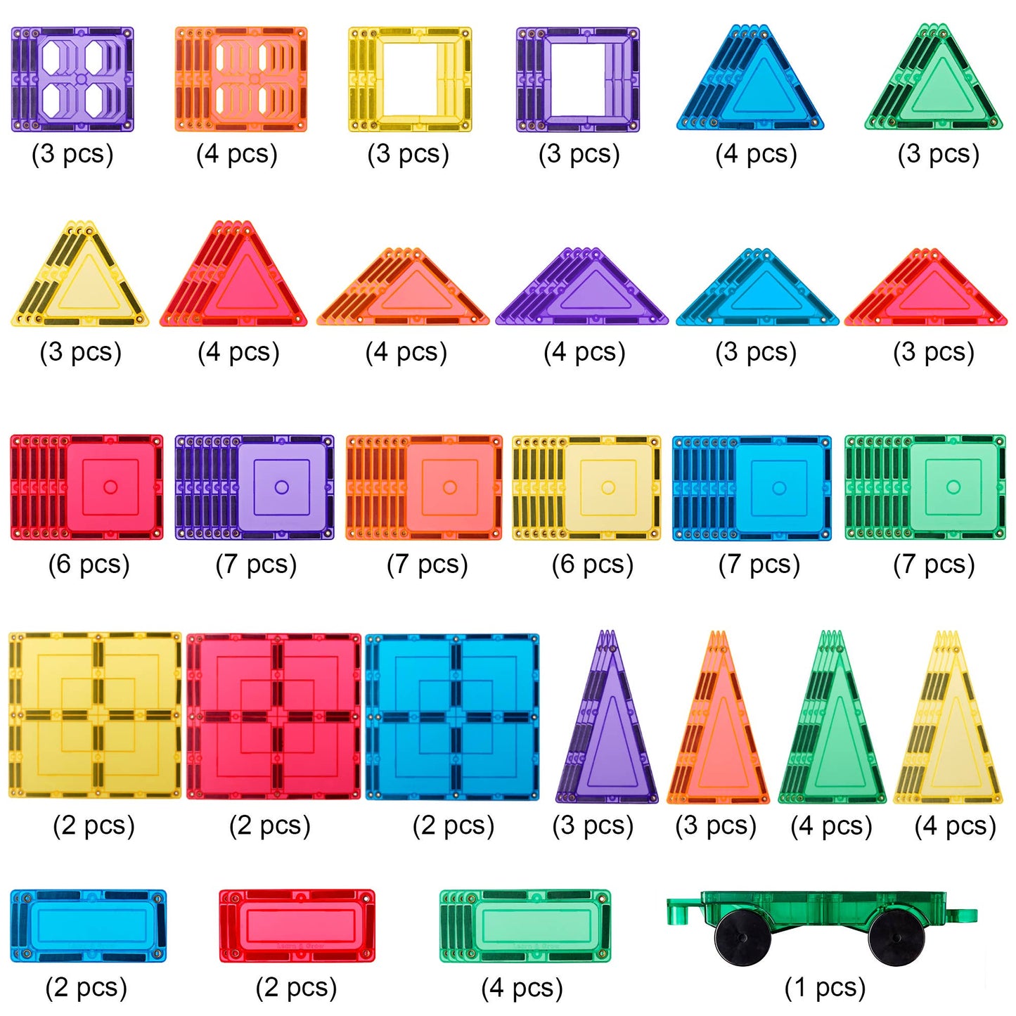 Learn and Grow Toys - Learn & Grow Magnetic Tiles - Builders Pack (110 Pc)