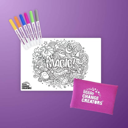 Little Change Creators - MAGIC! Mini Reusable Coloring Kit | Gift for Girls