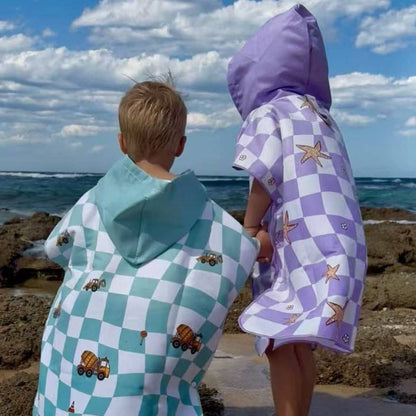 LESIMO - Sand Free Kids Hooded Towel - Star Fish