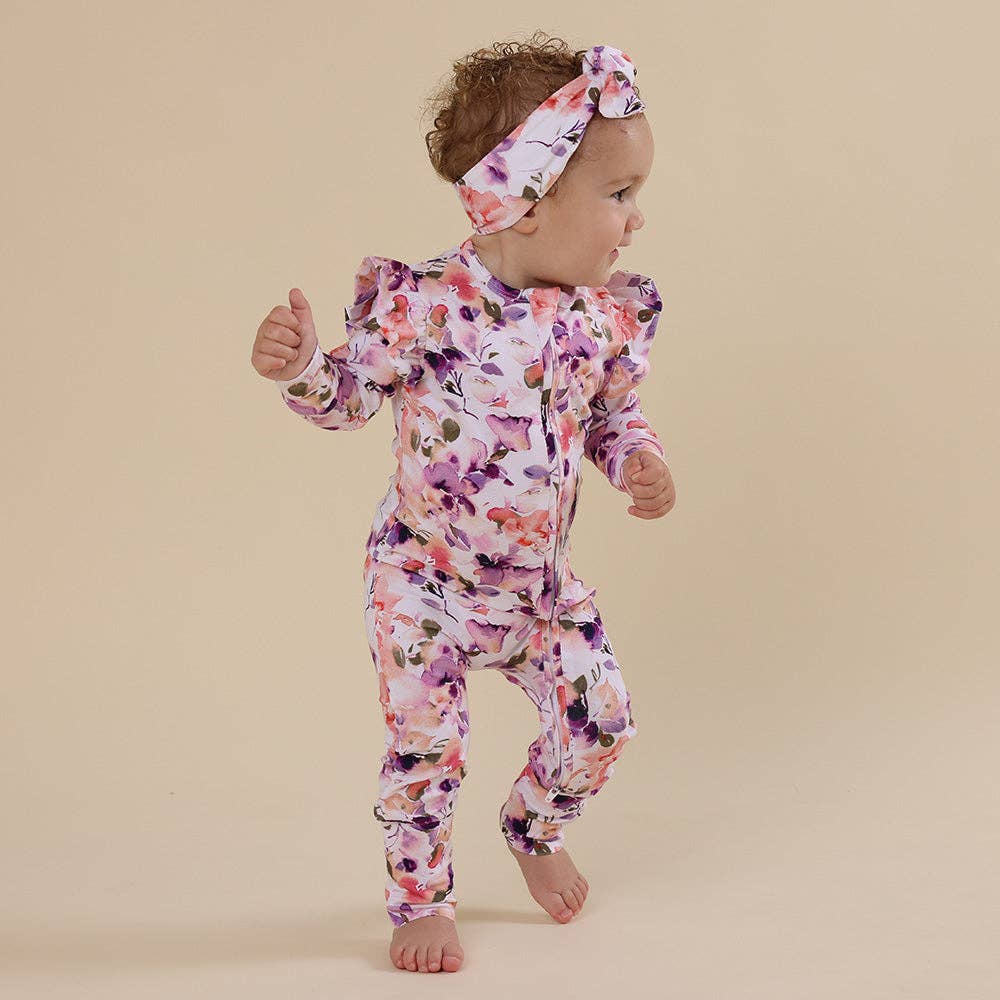 Snuggle Hunny - Blushing Beauty Organic Snugglesuit Convertible Romper with Frill