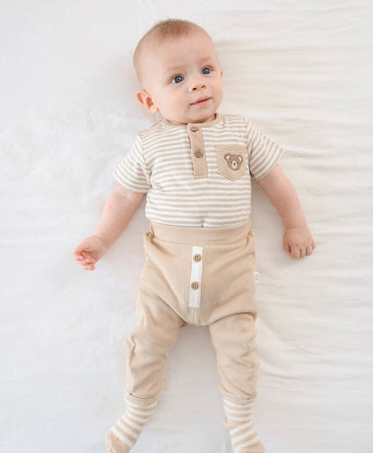 Lūmmi in Colour Babywear - Organic Cotton Waffle Button Pants - Oat
