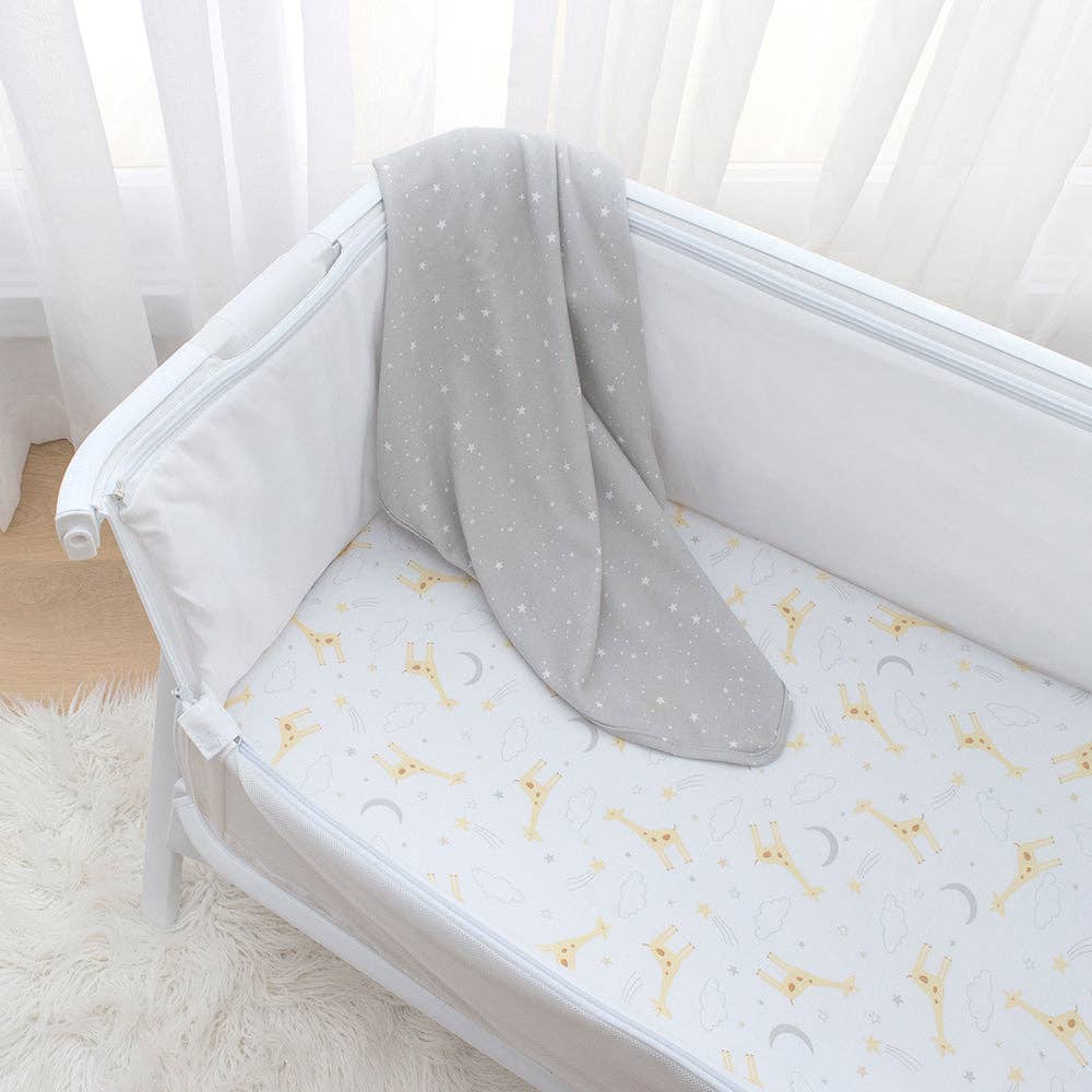 Living Textiles - 2pk Bedside Bassinet Fitted Sheets - Noah/ Grey Stars