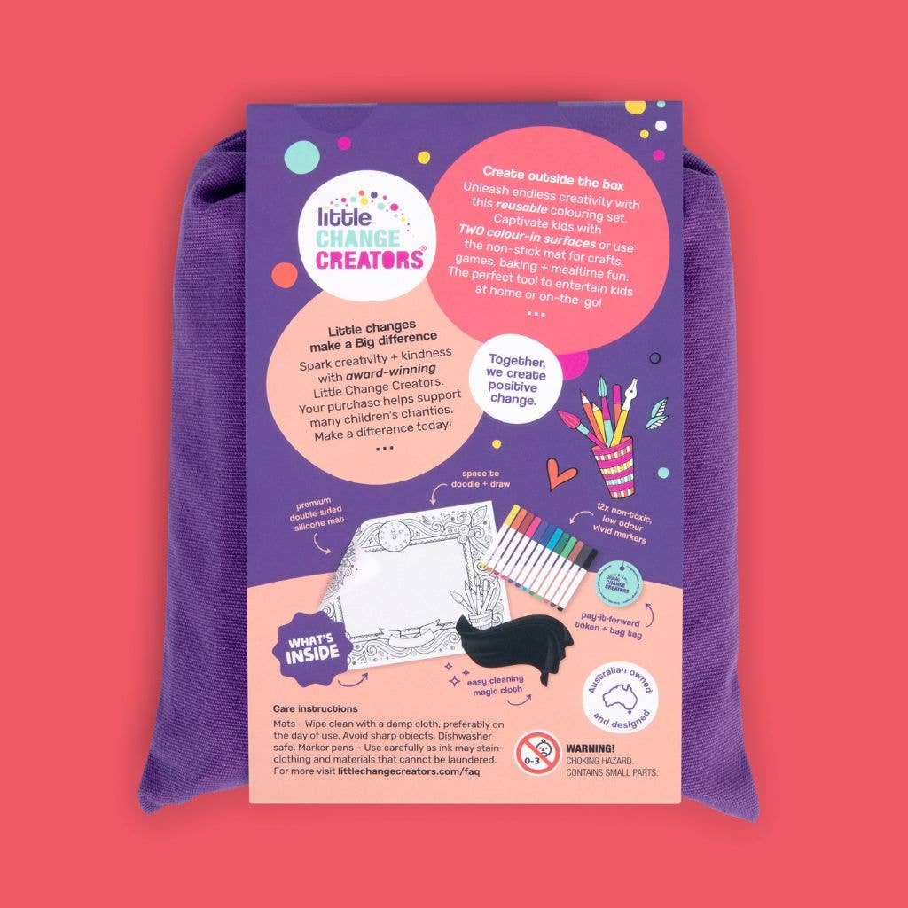 Little Change Creators - IMAGINATION | Reusable Double-sided Colour + Draw Doodle Mat