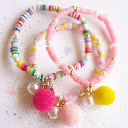 Lauren Hinkley Australia - Pink Bracelet with Pom Pom and Pearl