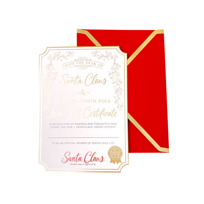 Black Bow Studio - Santa's Nice List Certificate - Gold White