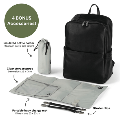 OiOi - Multitasker Nappy Backpack - Black Vegan Leather