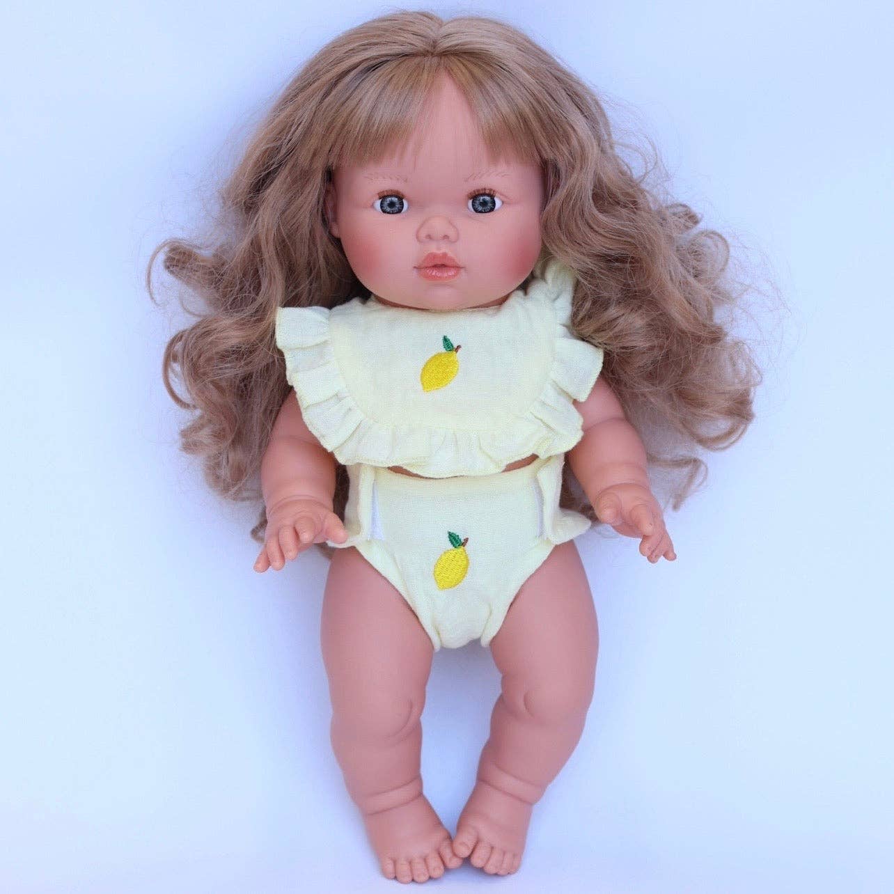 SALLI COLLECTIVE - 🍋 Lemon Frilled Bib & Diaper Doll Set