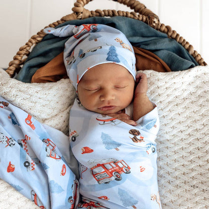 Snuggle Hunny - To The Rescue Organic Jersey Wrap & Beanie Set