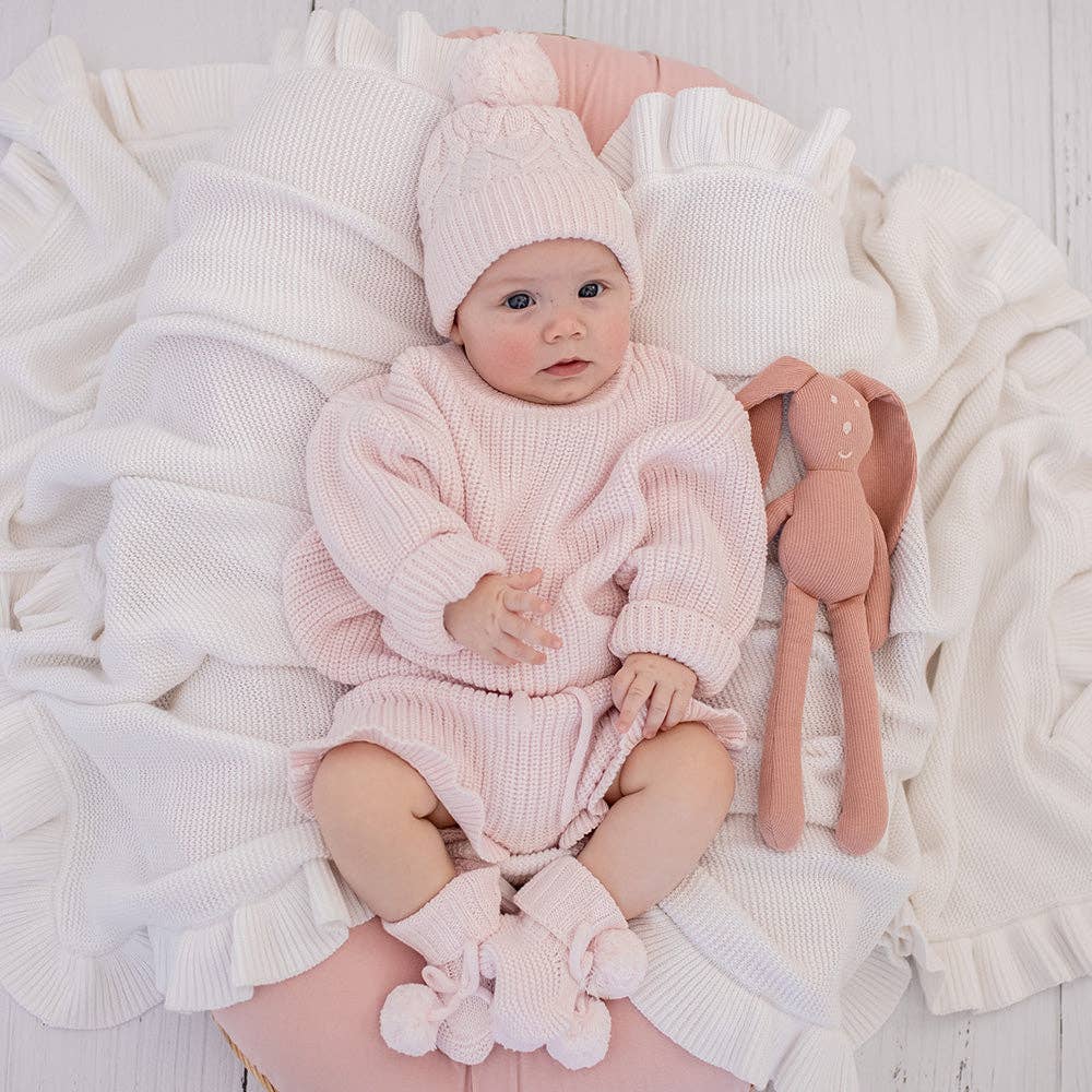Snuggle Hunny - Blush Pink Organic Cotton Knit Booties
