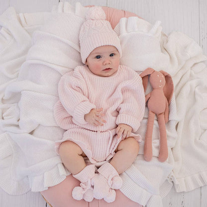 Snuggle Hunny - Blush Pink Organic Cotton Knit Booties