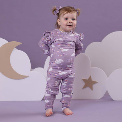 Snuggle Hunny - Swan Lake Organic Growsuit with Frill
