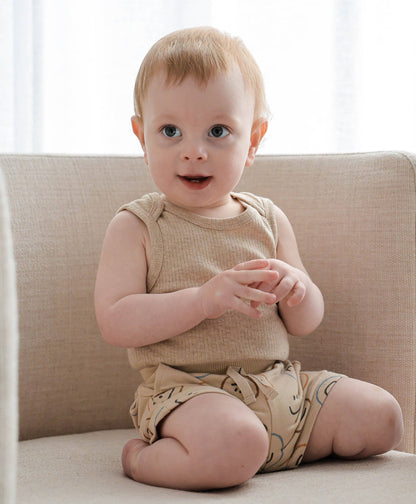 Lūmmi in Colour Babywear - Comfy Baby Singlet Bodysuit - Heather Oat