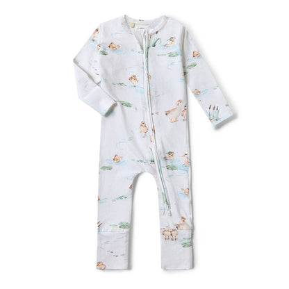 Snuggle Hunny - Duck Pond Organic Snugglesuit Convertible Romper