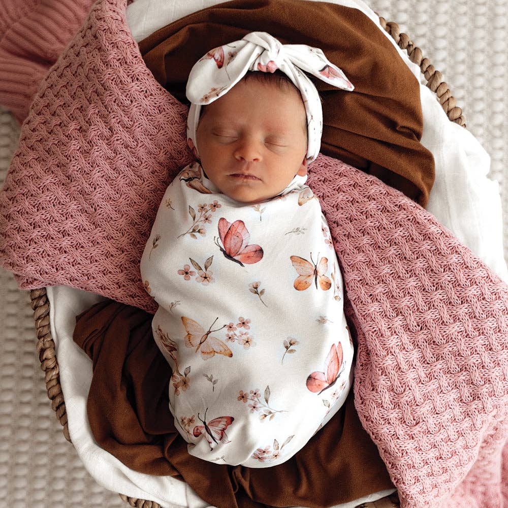 Snuggle Hunny - Butterfly Organic Snuggle Swaddle & Topknot Set