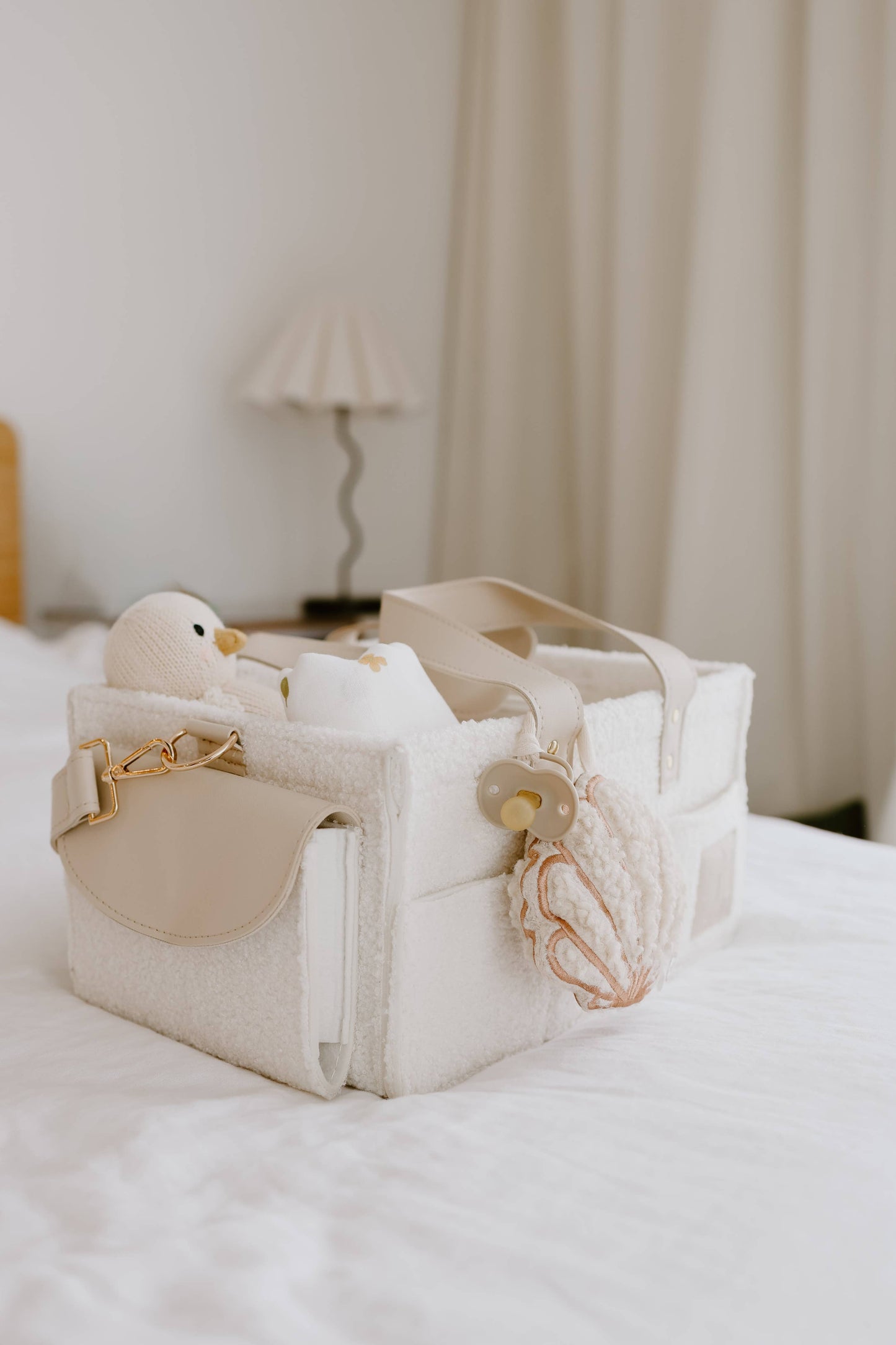 The Beige Collective - Teddy Boucle Nappy Caddy | Cream