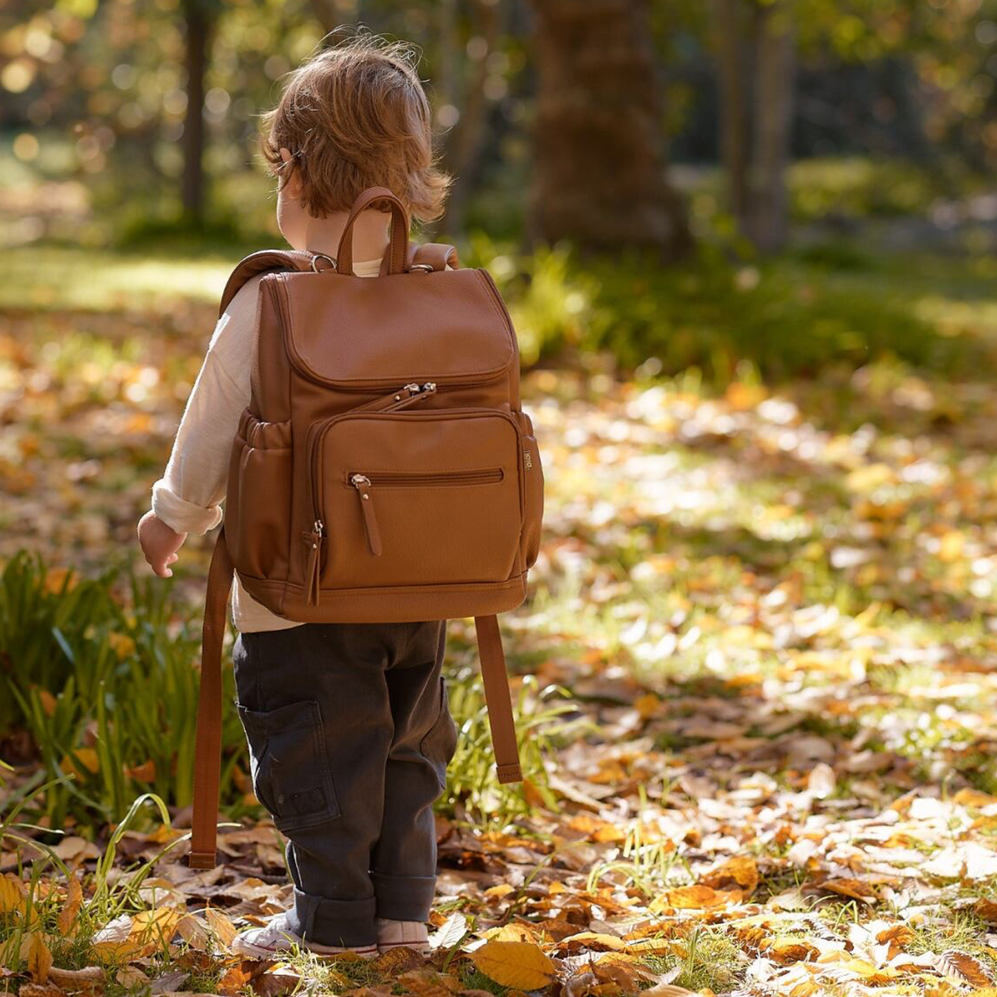 OiOi - Mini Signature Backpack - Chestnut Brown Vegan Leather