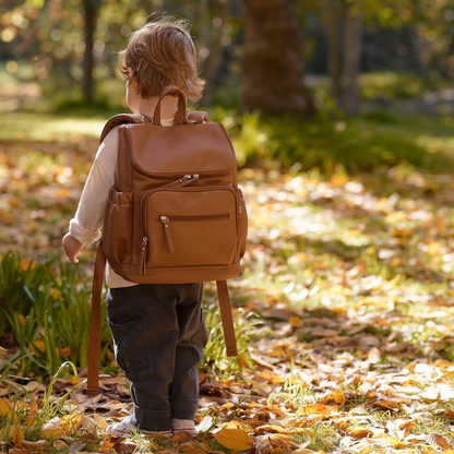 OiOi - Mini Signature Backpack - Chestnut Brown Vegan Leather