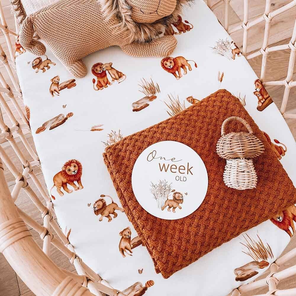 Snuggle Hunny - Lion & Sunrise Gold Reversible Milestone Cards