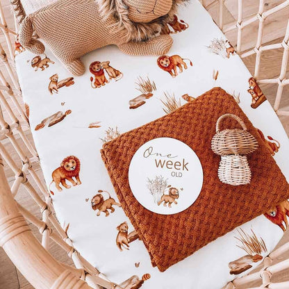 Snuggle Hunny - Lion & Sunrise Gold Reversible Milestone Cards