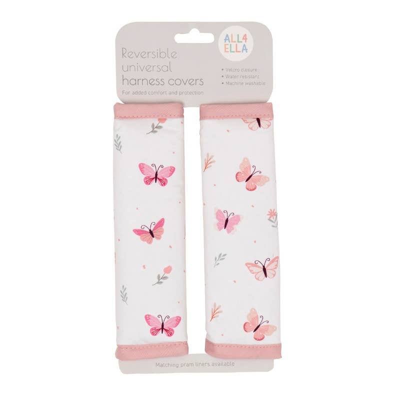 All4Ella - Reversible Harness Covers - Sweet Butterfly
