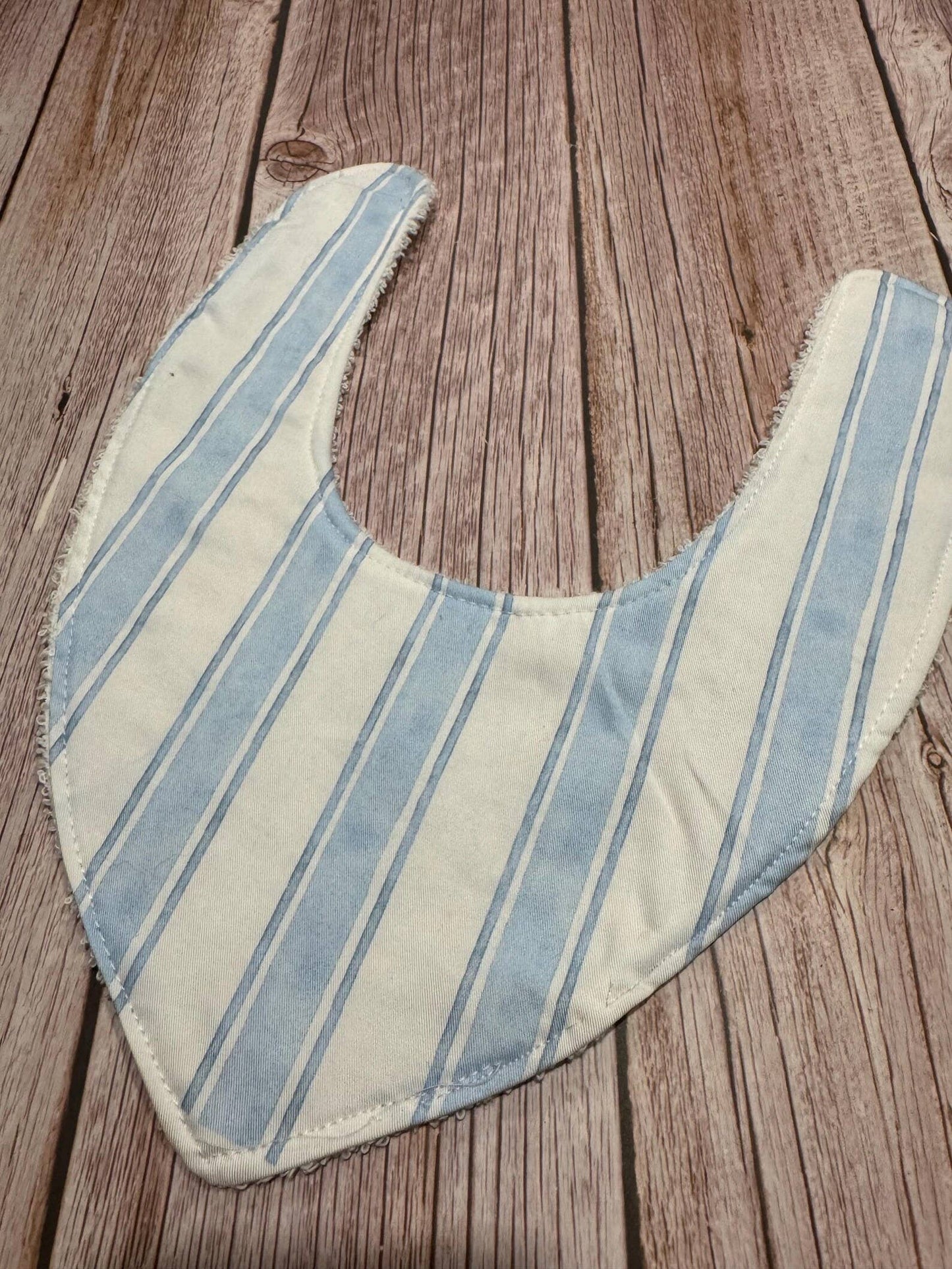 Finished with a Kiss - Baby Bib - Dribble Bib - Baby Blue Stripes