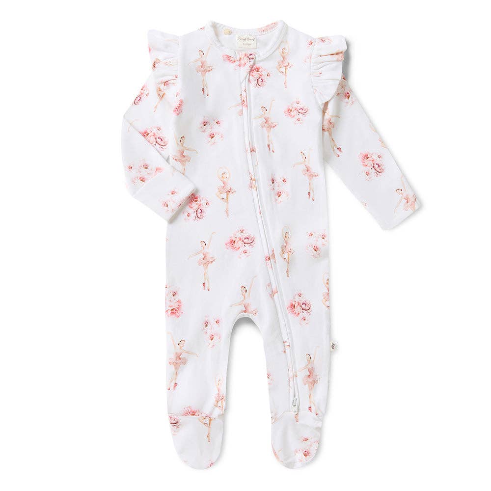 Snuggle Hunny - Ballerina Organic Snuggle Sleepsuit Zip Footie with Frill